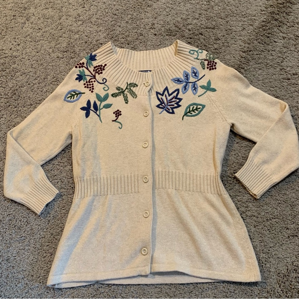 Architect Embroidered Cardigan Sweater Petite Medium